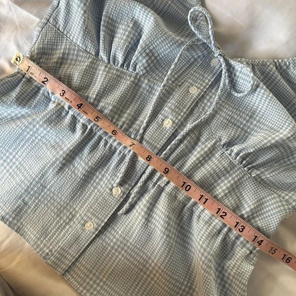 ASTR LIGHT BLUE AND WHITE GINGHAM TOP SIZE M MEDIUM - Picture 8 of 17